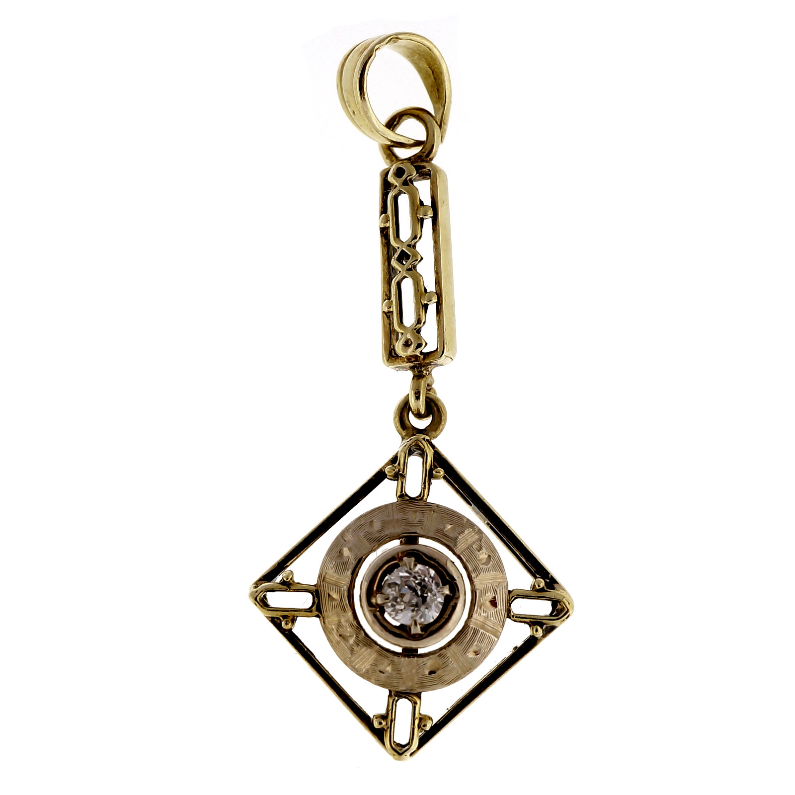 14K Yellow  White Gold with 0.03ct Diamond Pendant