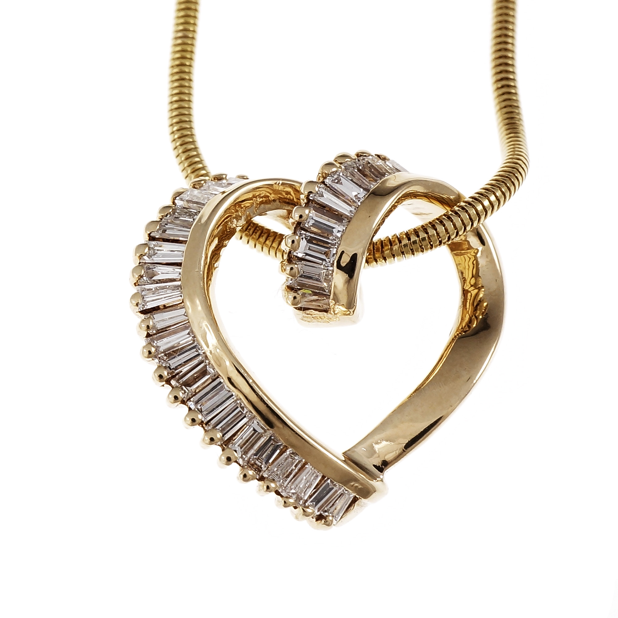 14K Yellow Gold with 1.00ct Diamond Heart Necklace 