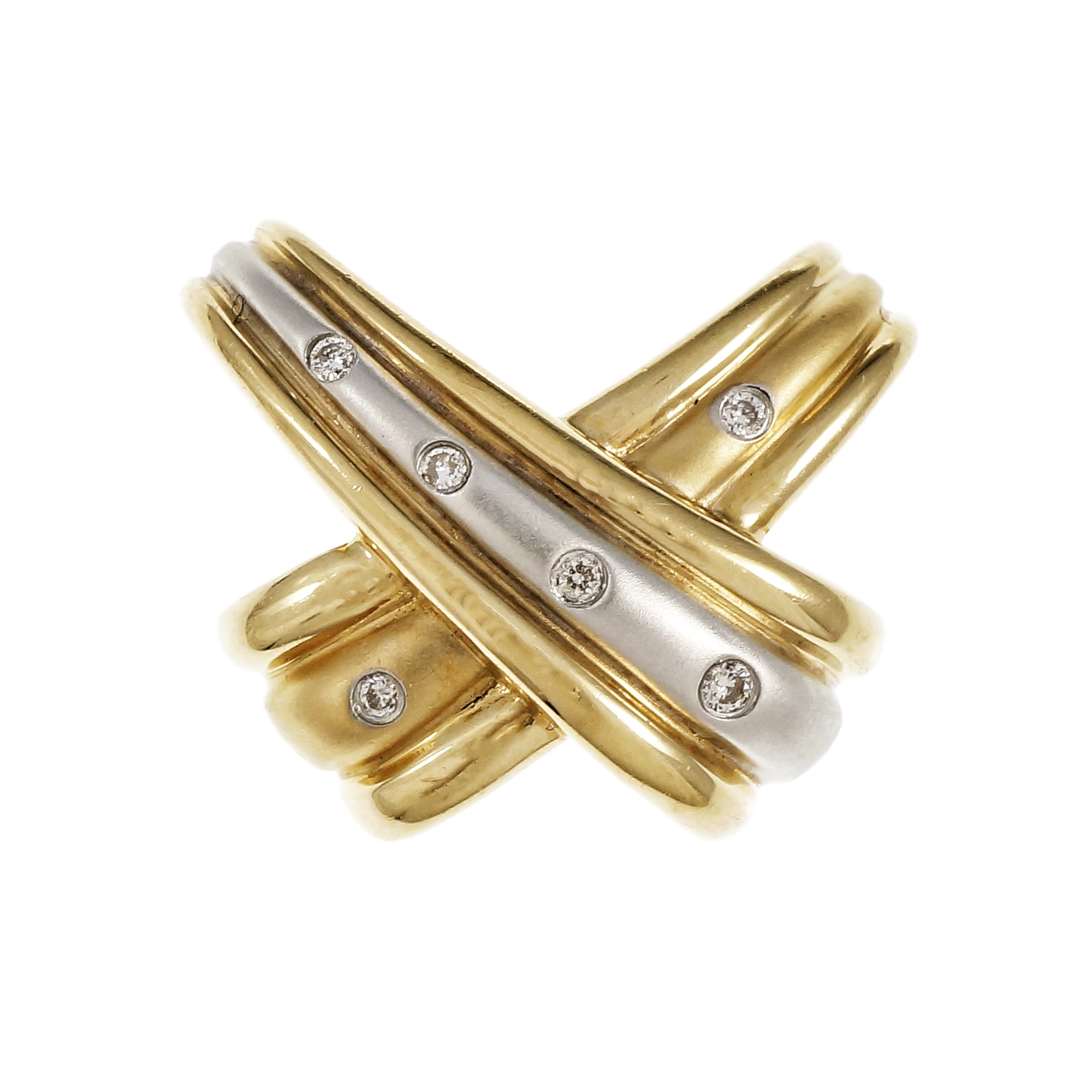 14K Two Tone Gold with 0.06ct Diamond “X” Slide Pendant