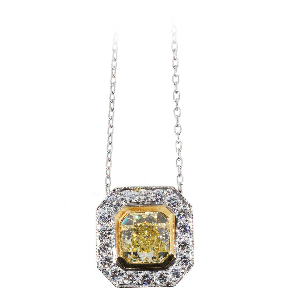Platinum  18K Yellow Gold with 1.95ct. Diamond Pendant Necklace