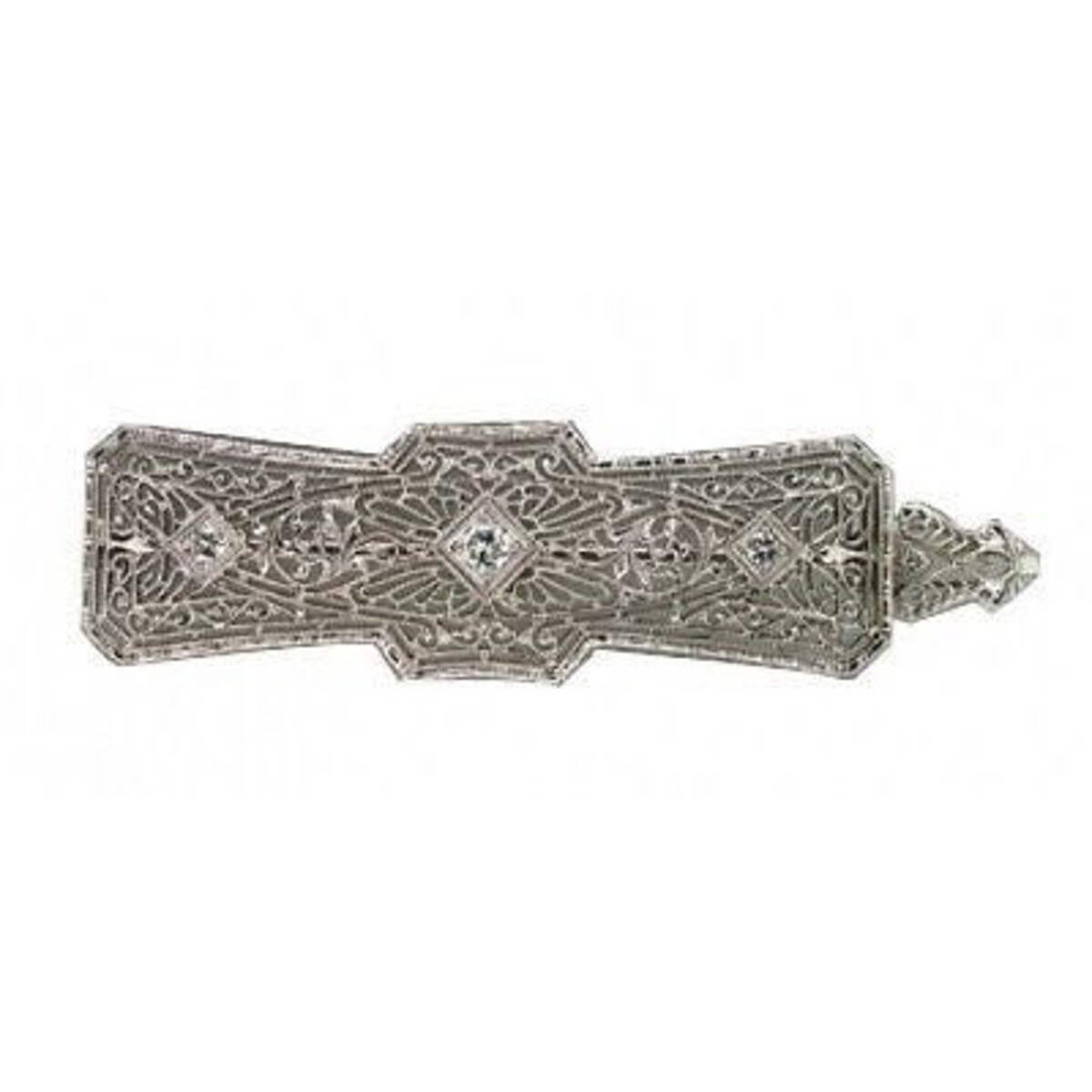 Vintage 1930 Edwardian Art Deco Platinum Top Filigree14k White Gold Pin Pendant