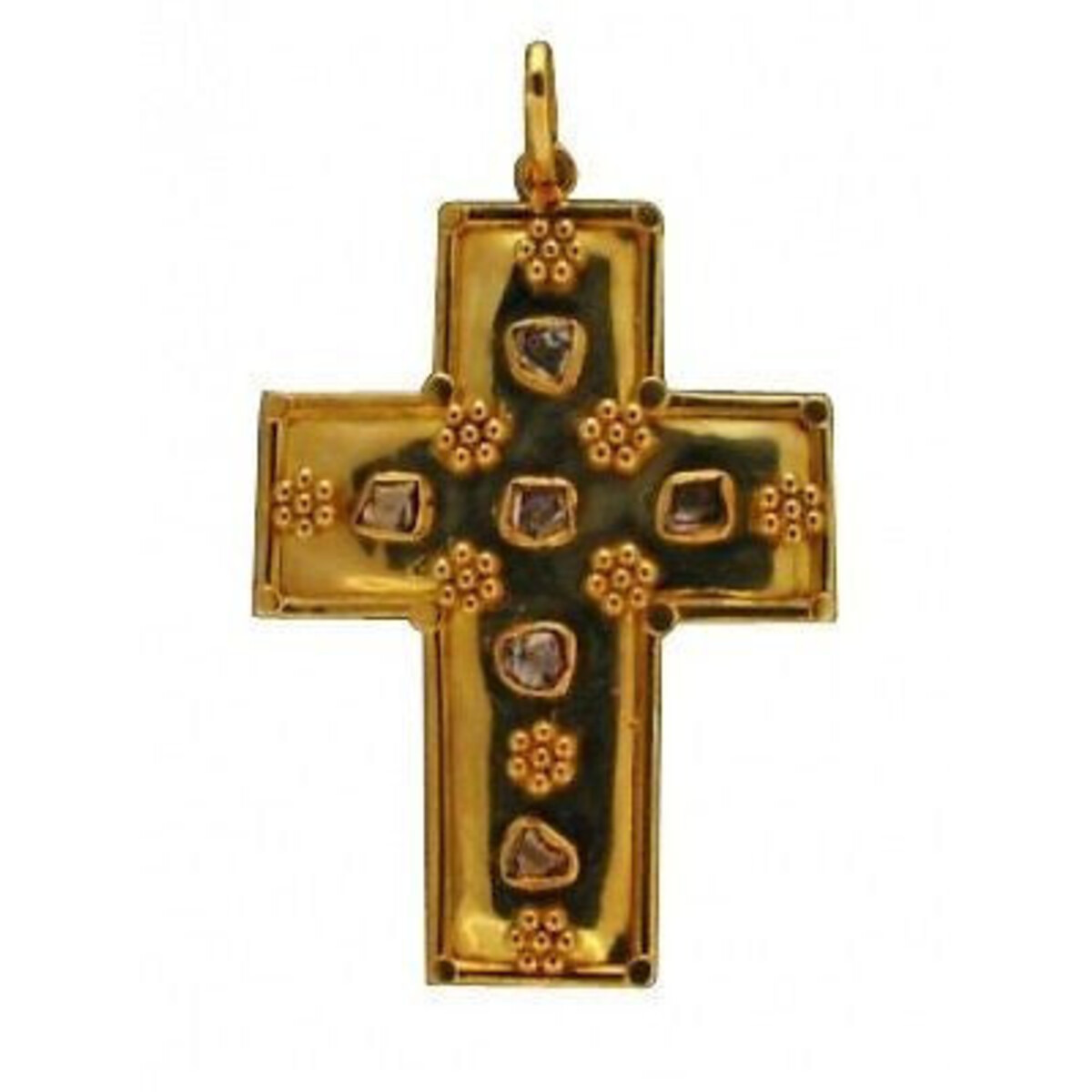 18K Yellow Gold Diamond Cross Pendant