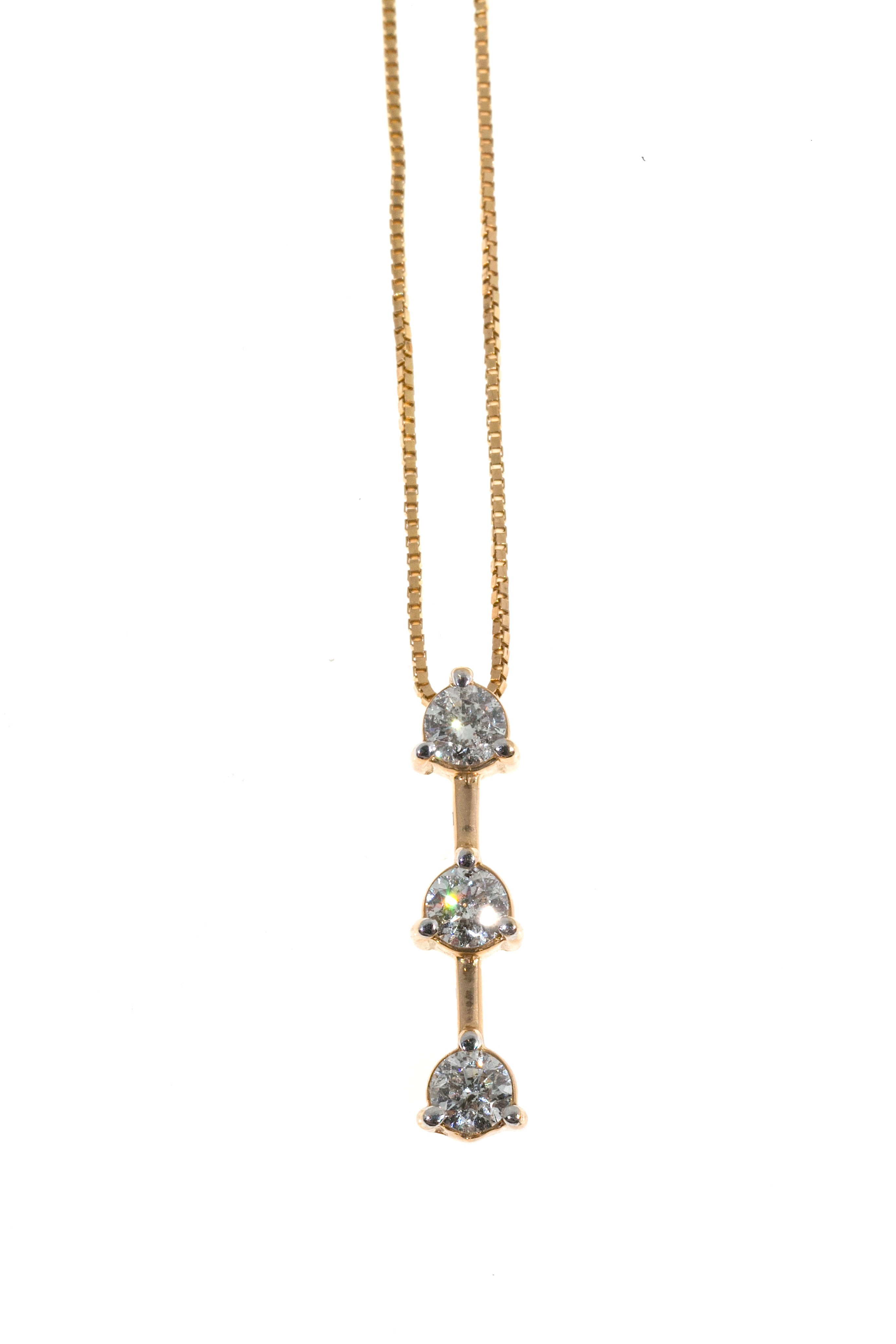 14K Yellow Gold 0.85ct Diamond 3-D Drop Pendant Necklace