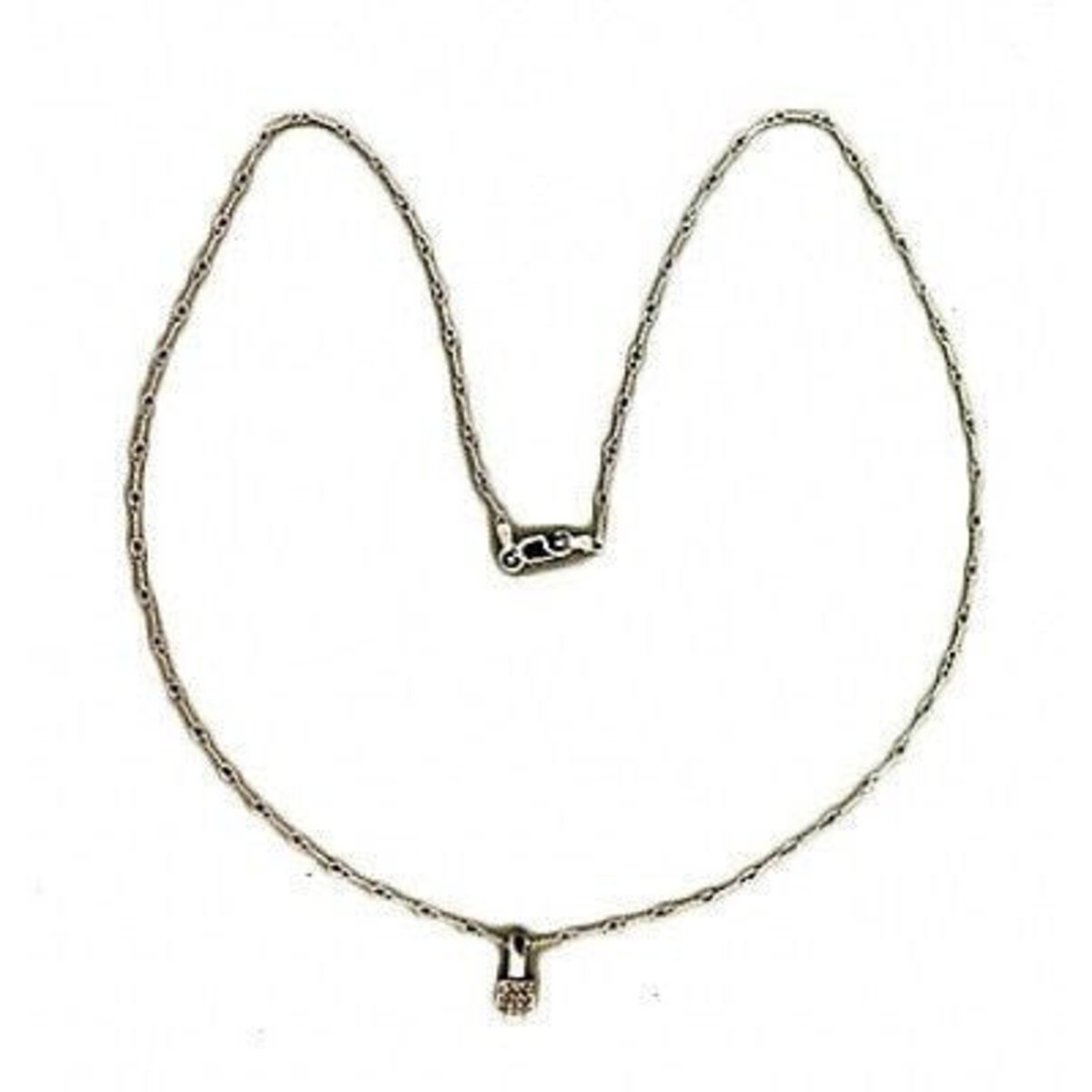 Estate 14K White Gold Twisted Wire 27 White Diamond Cube Pendant Chain 18 Inches