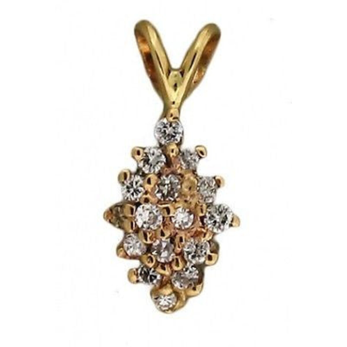 Estate 17 Round Full Cut Diamond 14K White Yellow Gold Domed Star Burst Pendant