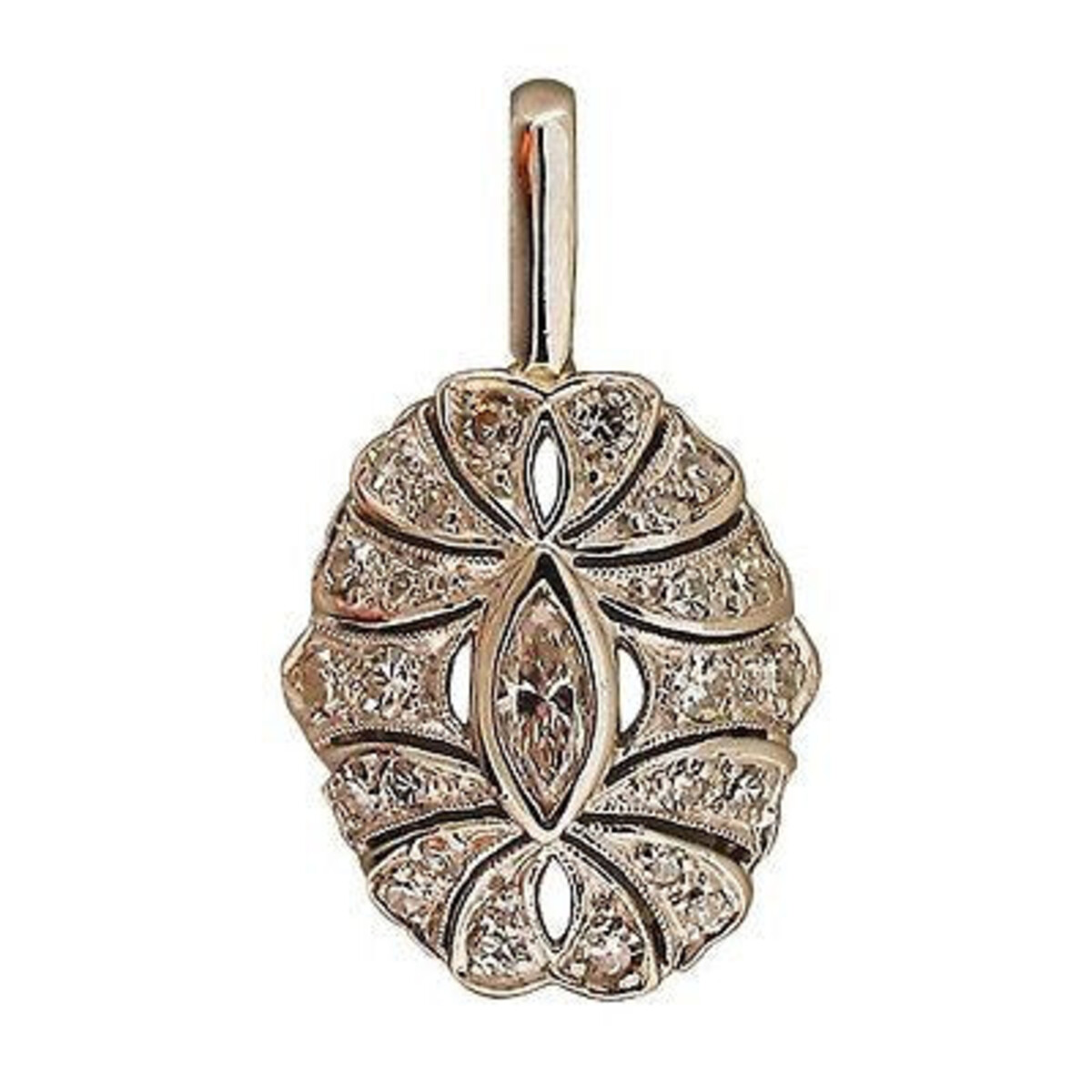 Platinum Vintage Art Deco Open Work Diamond Pendant