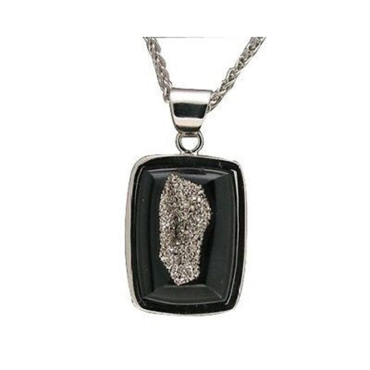950 Platinum with Black Agate Pendant Necklace