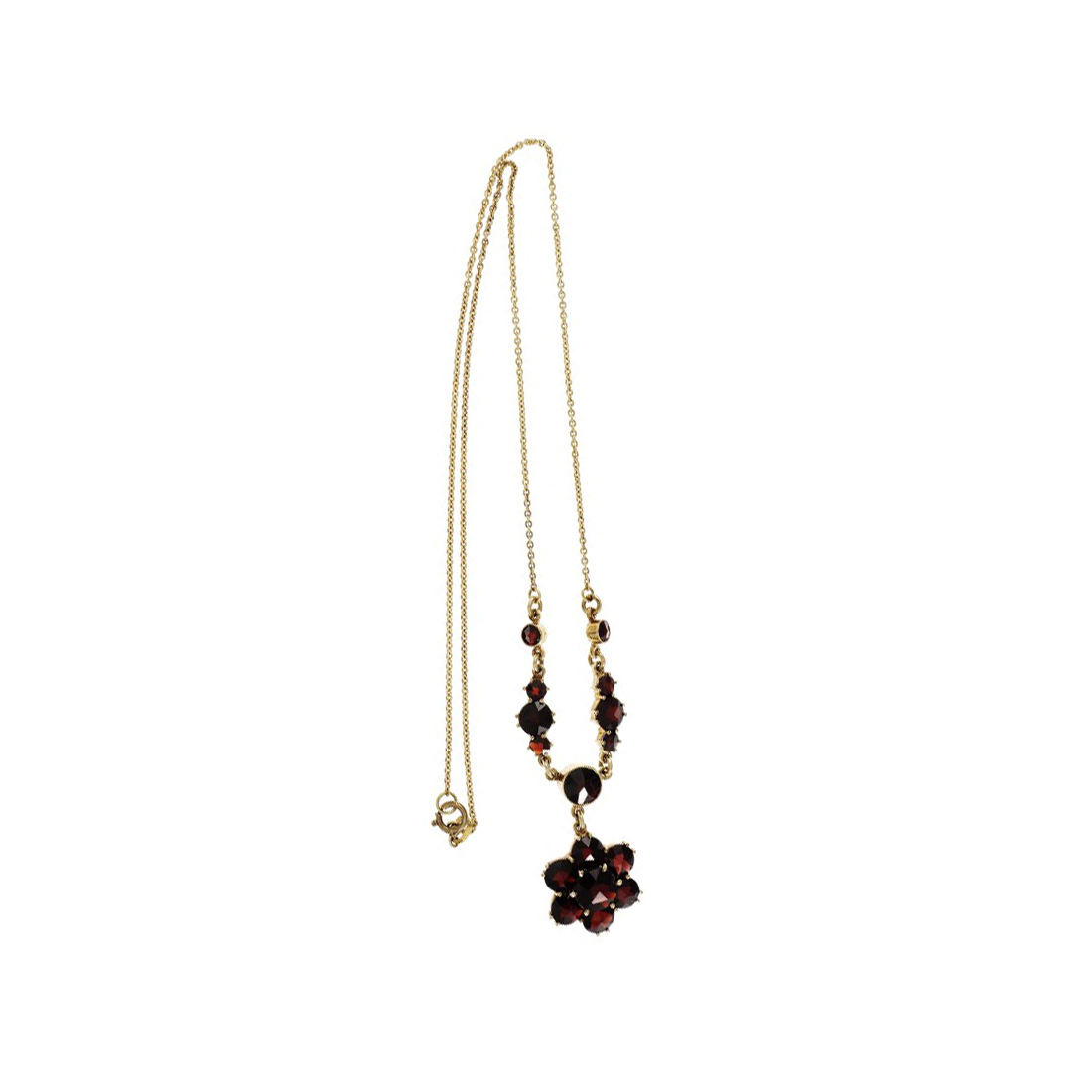 10K Yellow Gold Rose Cut Garnet Pendant Necklace