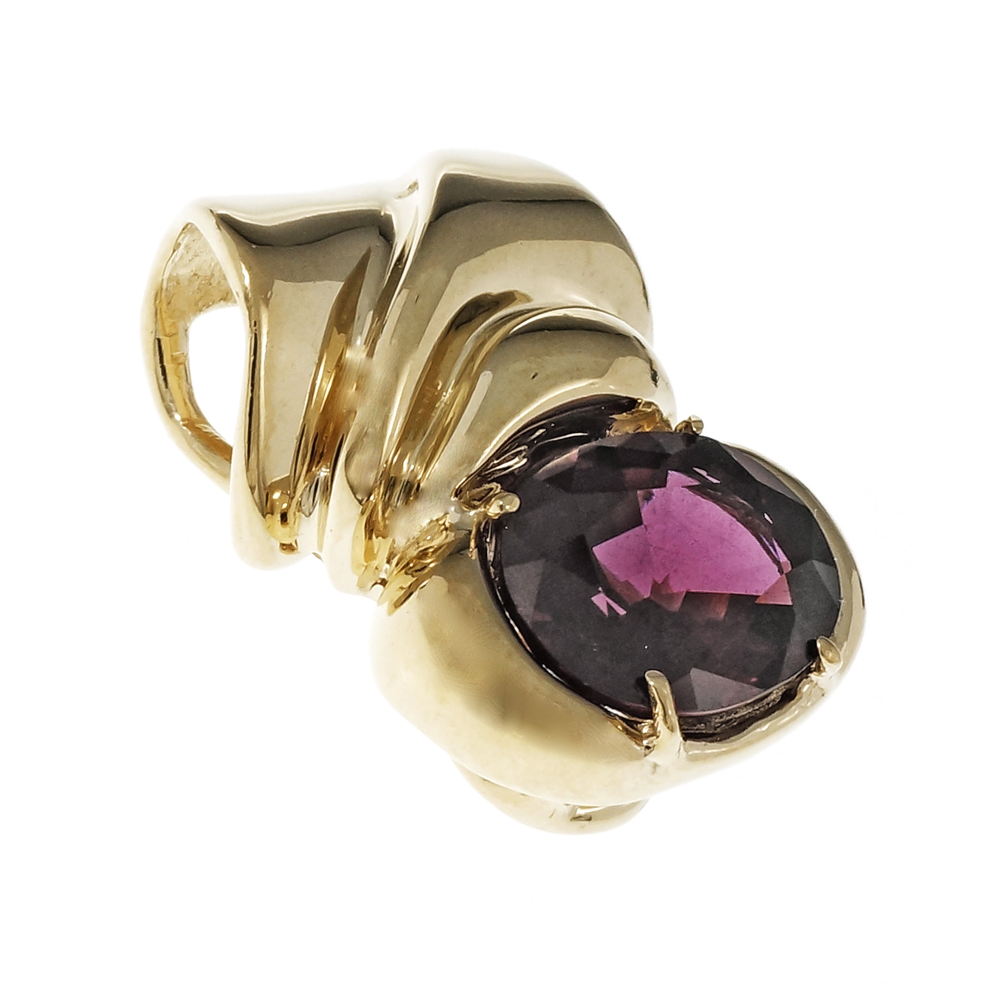 14K Yellow Gold with Red Garnet Pendant 