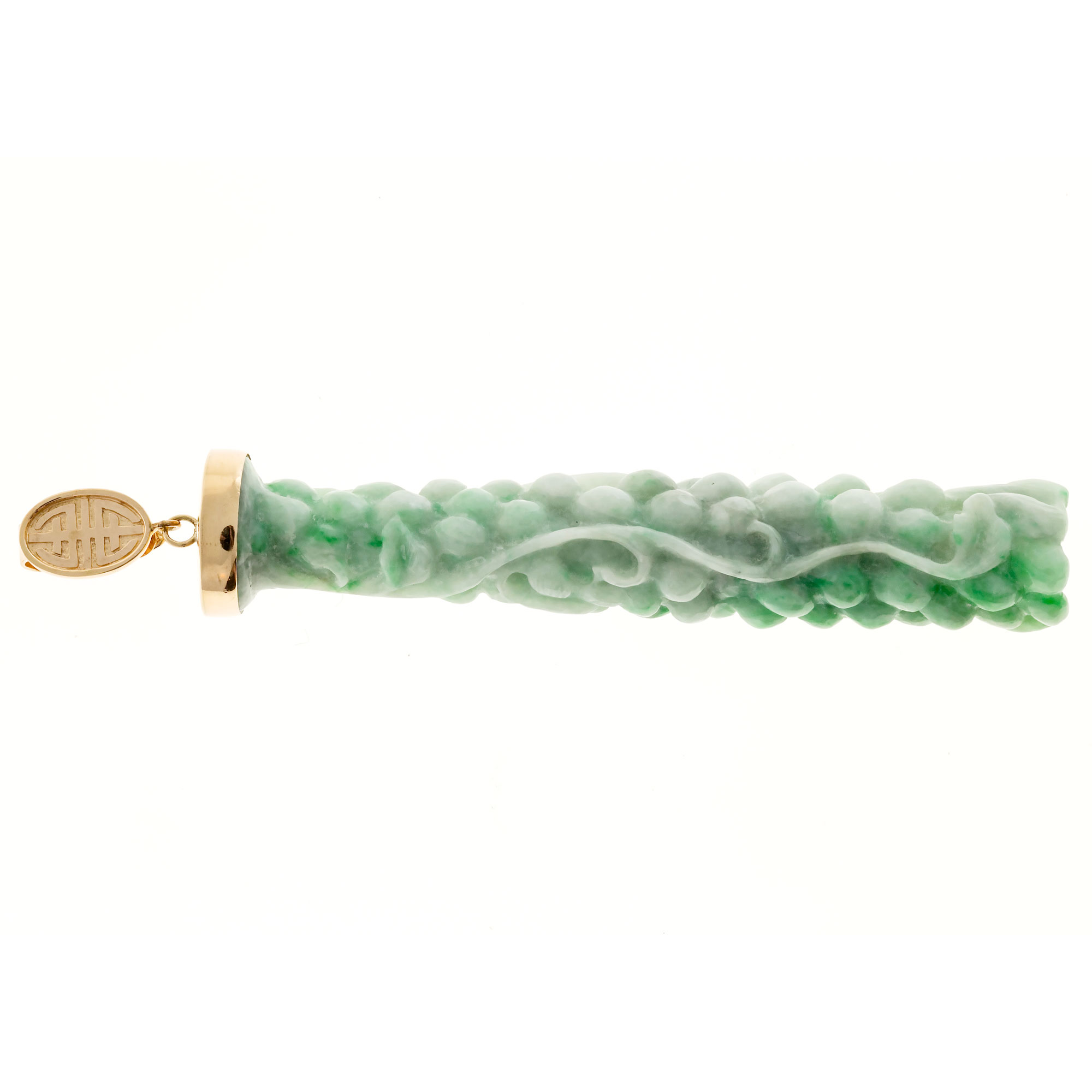 14K Rose Gold with Jadeite Jade Top Hinged Enhancer Loop Pendant 