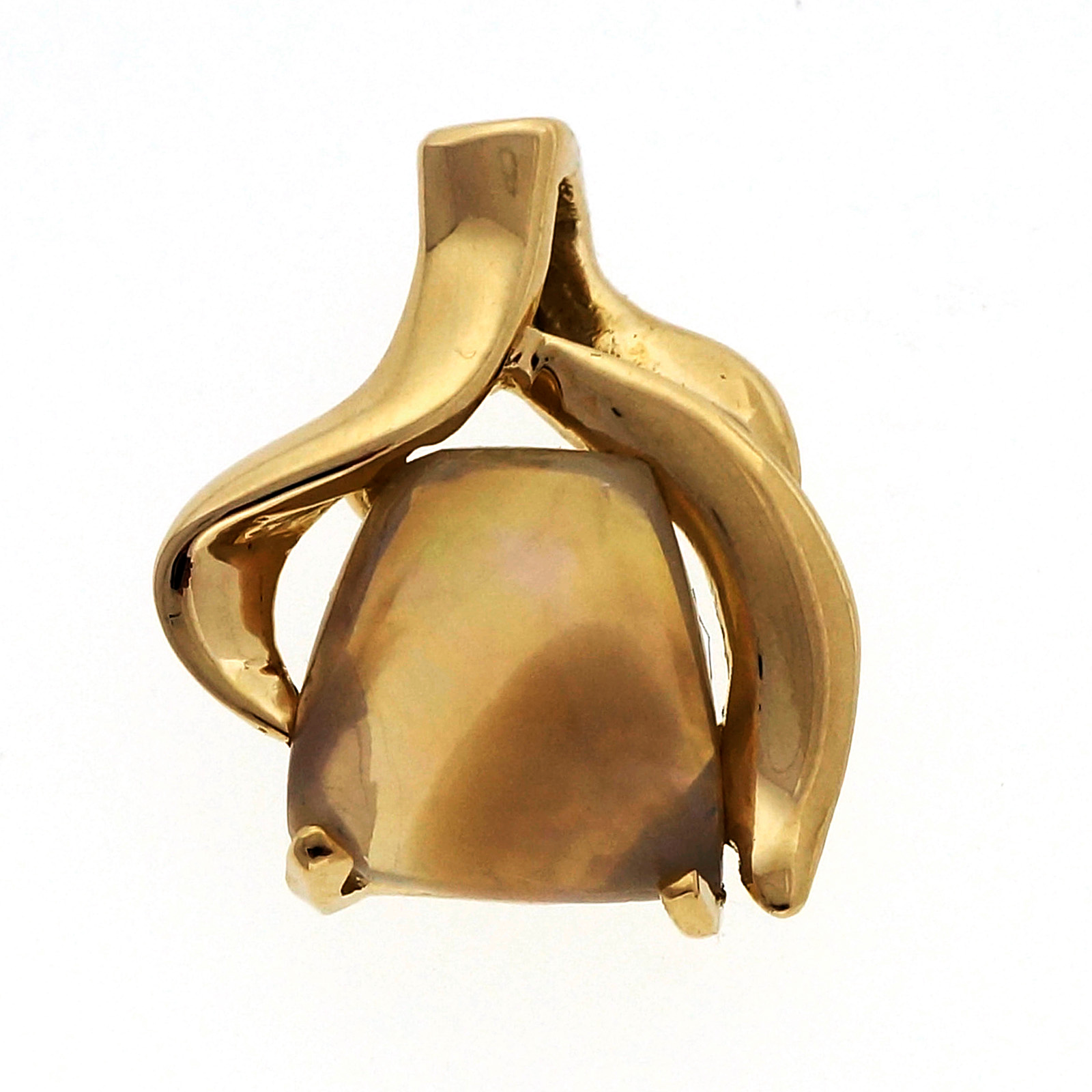 14K Yellow Gold 3.00ct Translucent Opal Pendant 
