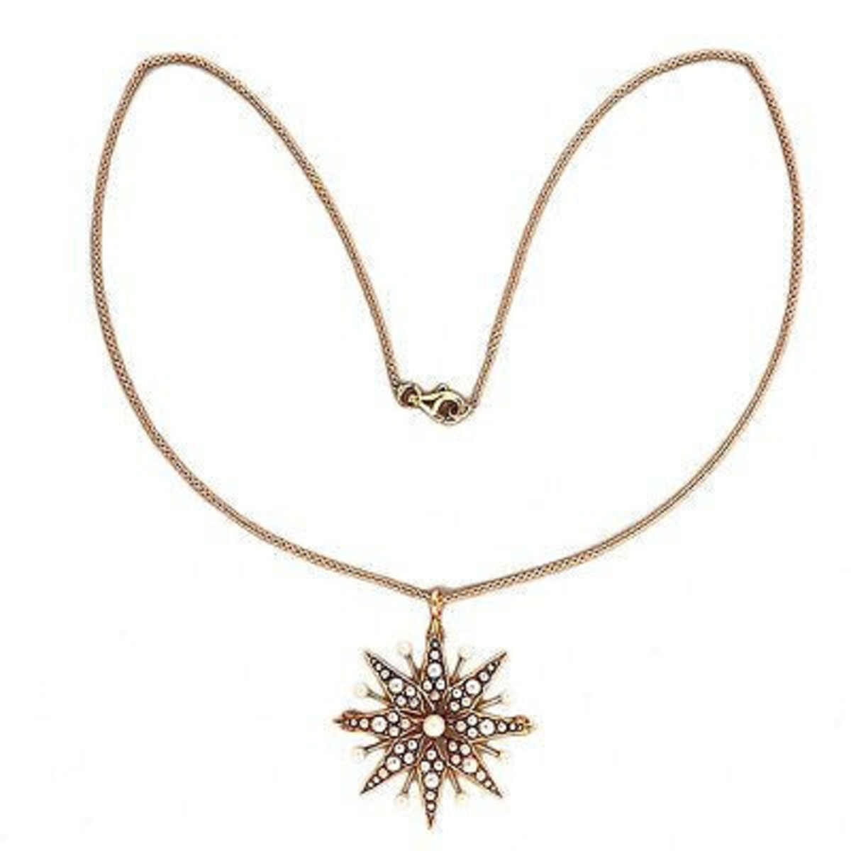 Krementz 1900 14k Pink Gold Star Pearl Pin Pendant