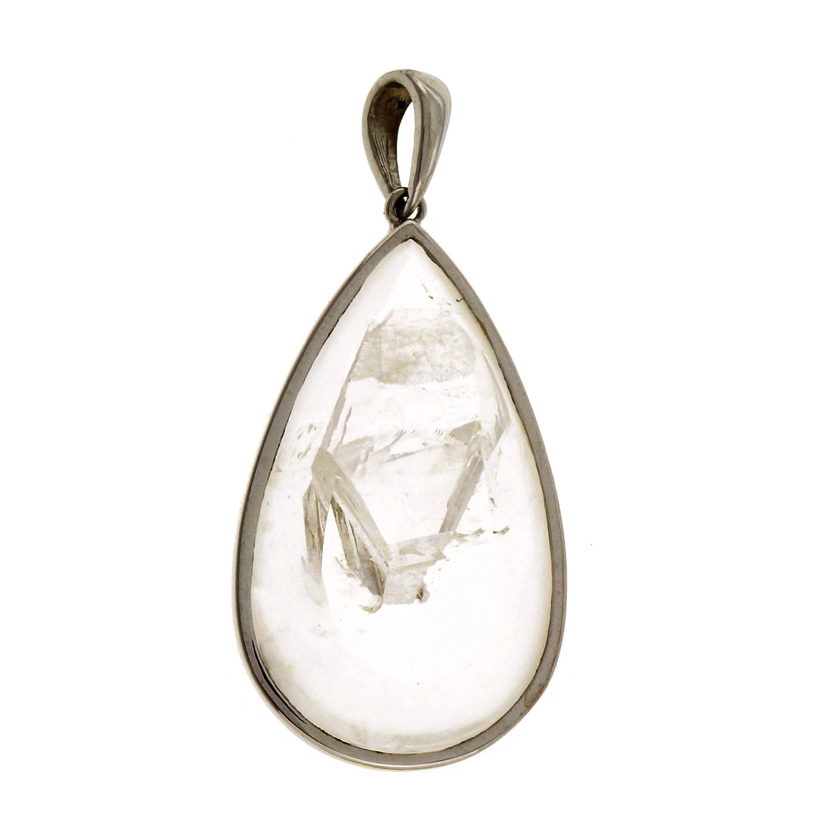 18K White Gold Manifestor Quartz Crystal Pendant 