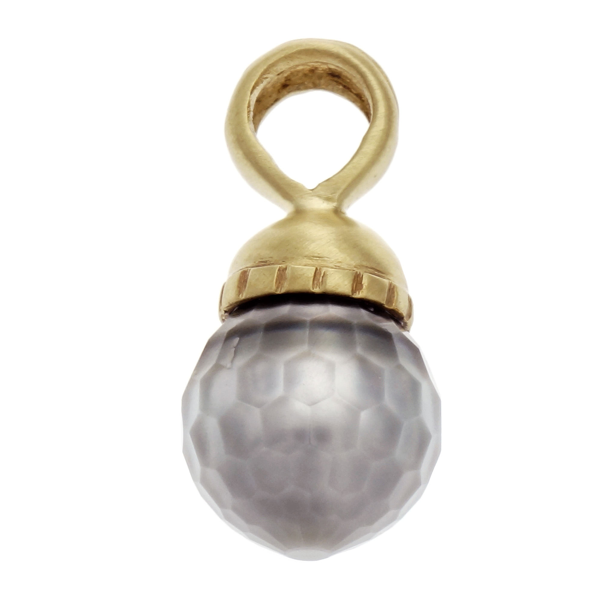 Robin Rotenier 18K Yellow Gold Grey Black Pearl Pendant 