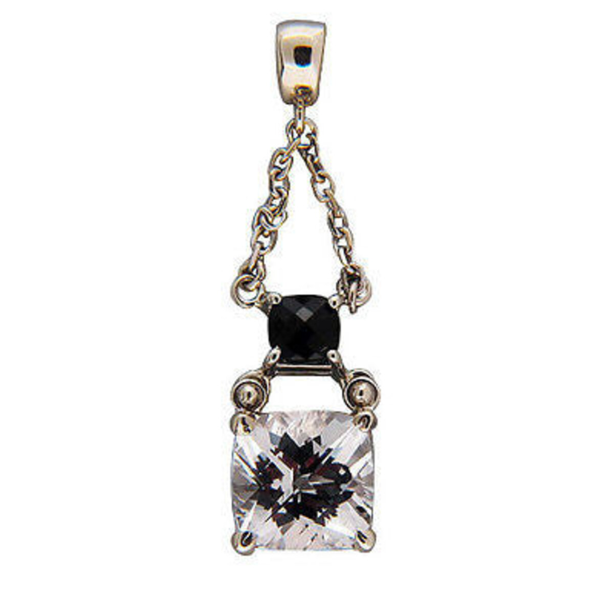 Vintage Hinged Art Deco Style Cushion Onyx Cushion White Topaz Chain Pendant