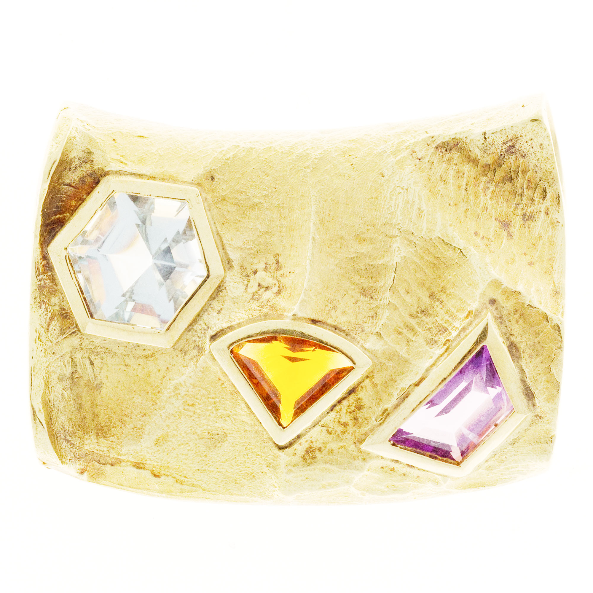 Denoir 18K Yellow Gold with 0.60ct. Amethyst, 2.2ct. Blue Topaz  0.60ct. Citrine Pendant 
