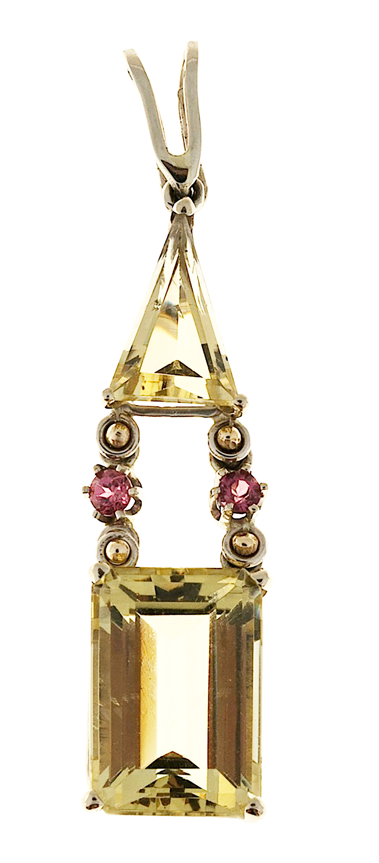 14K Yellow Gold with 7.5ct Emerald Cut Beryl Heliodore  Tourmaline Pendant