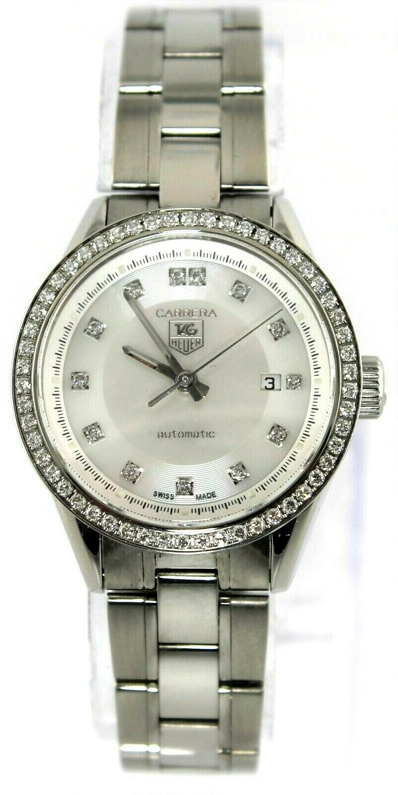 TAG HEUER LADIES CARRERA WV2413.BA0793 DIAMOND MOTHER OF PEARL AUTOMATIC WATCH