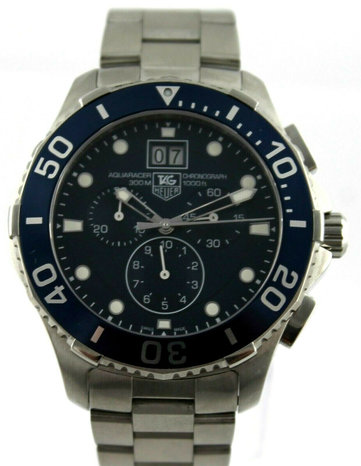 TAG HEUER CAN1011.BA0821 AQUARACER QUARTZ CHRONOGRAPH MENS BLUE BIG DATE WATCH