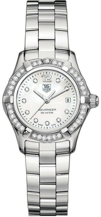 TAG HEUER AQUARACER WAF1416.BA0813 DIAMOND PEARL LUXURY LADIES 27MM STEEL WATCH