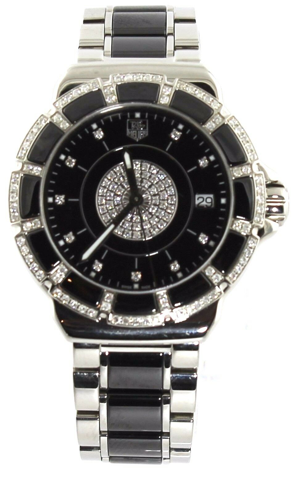 TAG HEUER  FORMULA 1 WAH1219.BA0859 DIAMOND BEZEL BLACK CERAMIC LADY MINT WATCH
