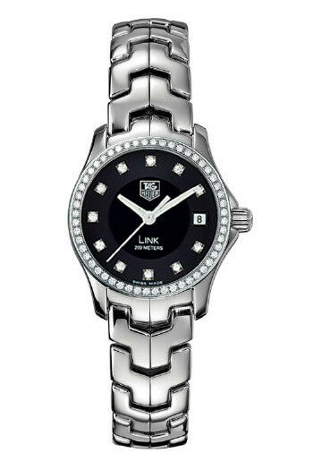 TAG HEUER WOMENS LINK WJF131A.BA0572 DIAMOND BEZEL BLACK QUARTZ WATCH FOR HER