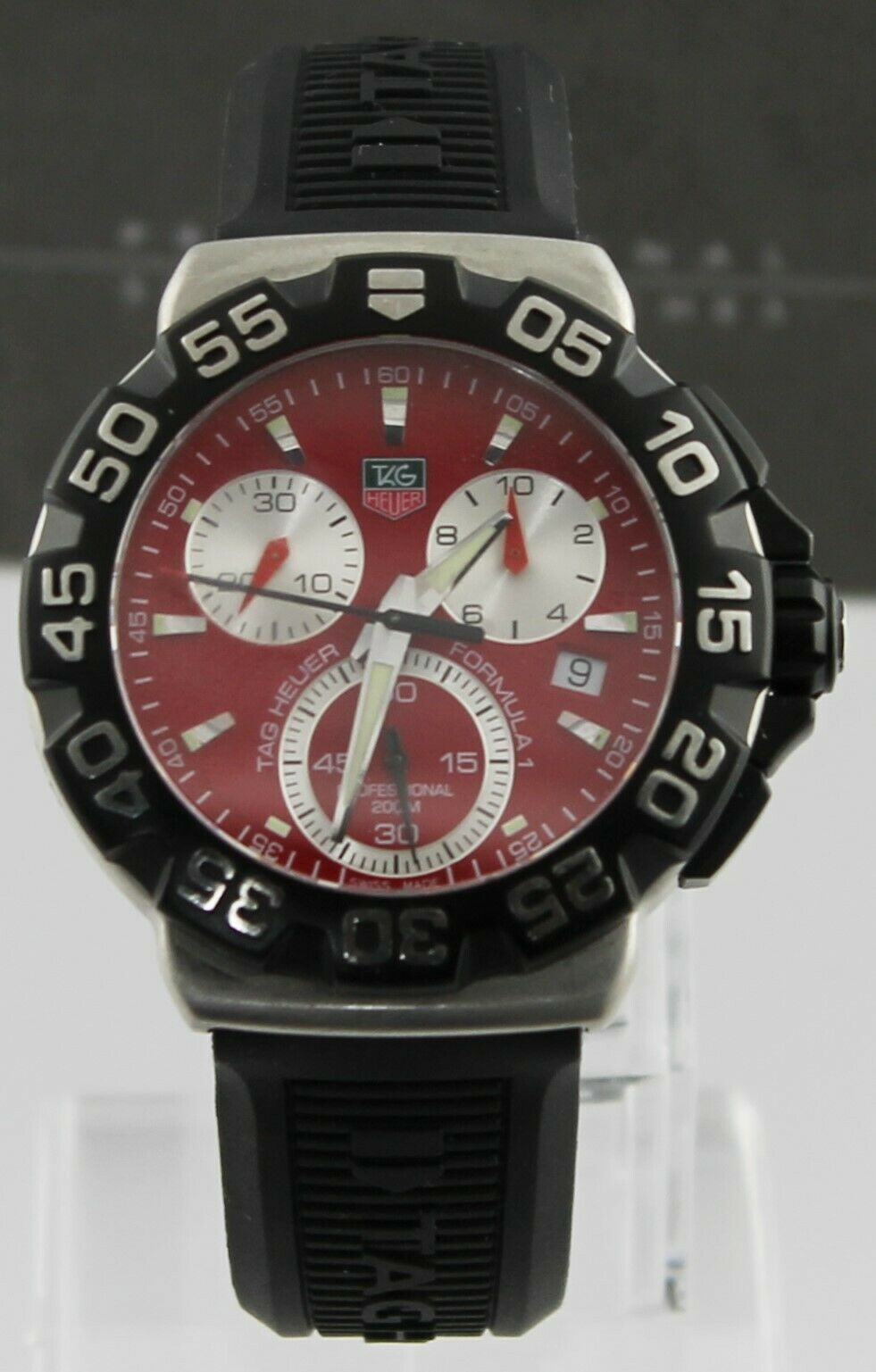 TAG HEUER FORMULA 1 CAH1112.BT0714 QUARTZ CHRONOGRAPH RED BLACK RUBBER WATCH