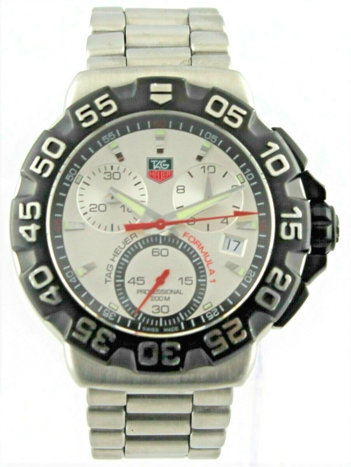TAG HEUER FORMULA 1 CAH1111.BA0850 MENS QUARTZ CHRONOGRAPH STEEL SILVER WATCH 
