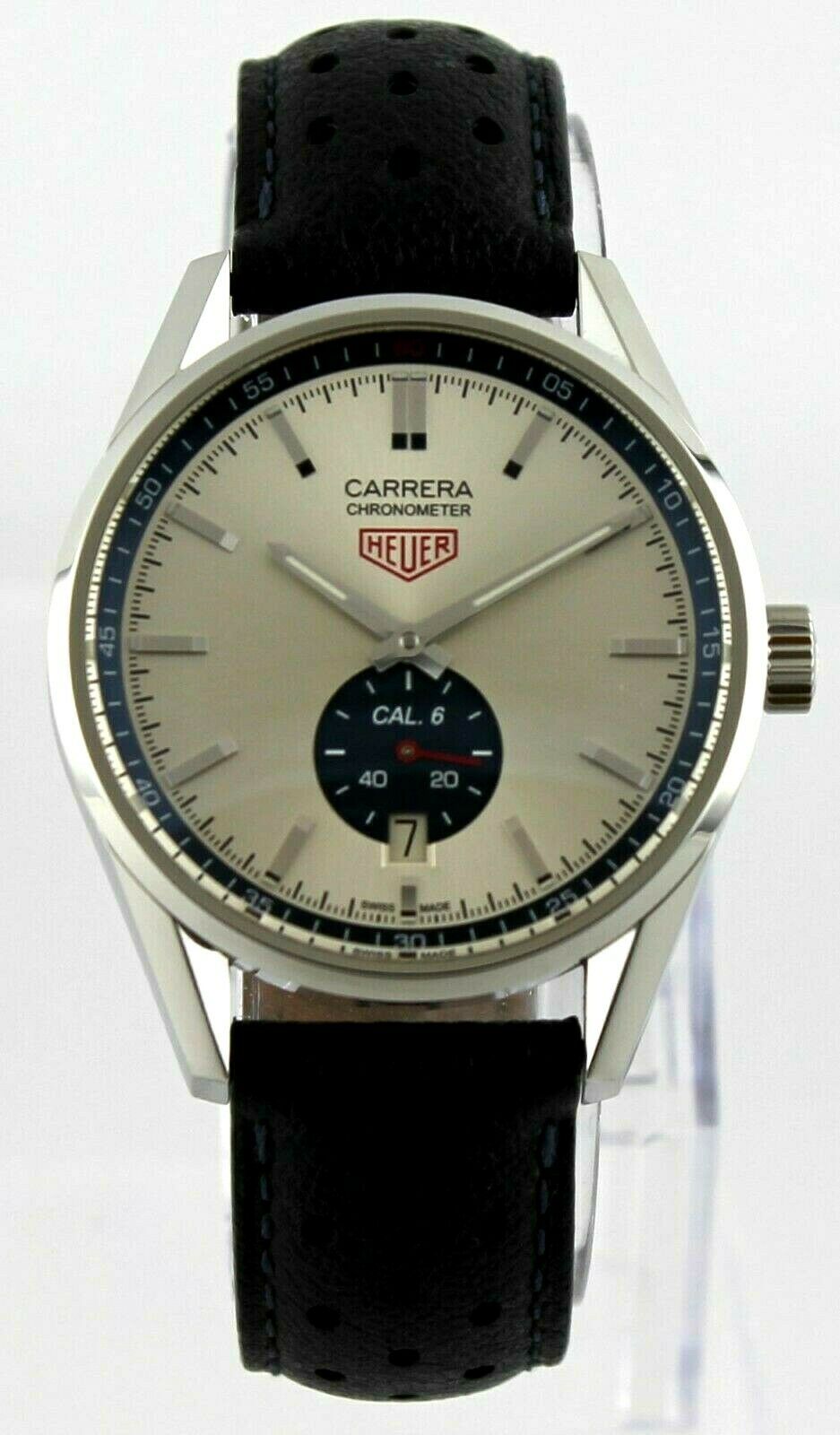 TAG HEUER CARRERA WV5111.FC6350  AUTOMATIC BLACK LEATHER MENS LUXURY SWISS WATCH