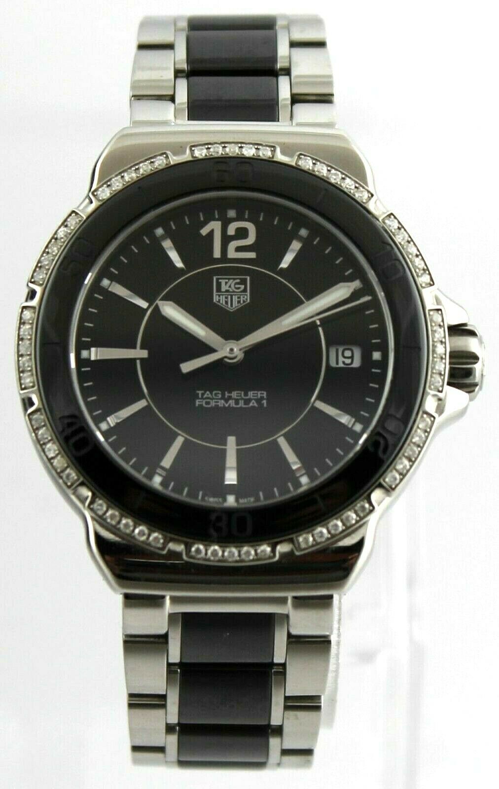 TAG HEUER  FORMULA 1 WAH1212.BA0859 BLACK CERAMIC LADIES DIAMOND PRESTIGE WATCH