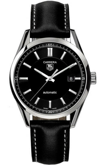 NEW TAG HEUER CARRERA WV211B.FC6202 BLACK LEATHER AUTOMATIC MENS LUXURY WATCH