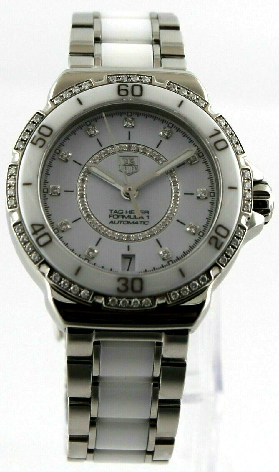 TAG HEUER  FORMULA 1 WAU2213.BA0861 DIAMOND WHITE CERAMIC LADIES AUTOMATIC WATCH