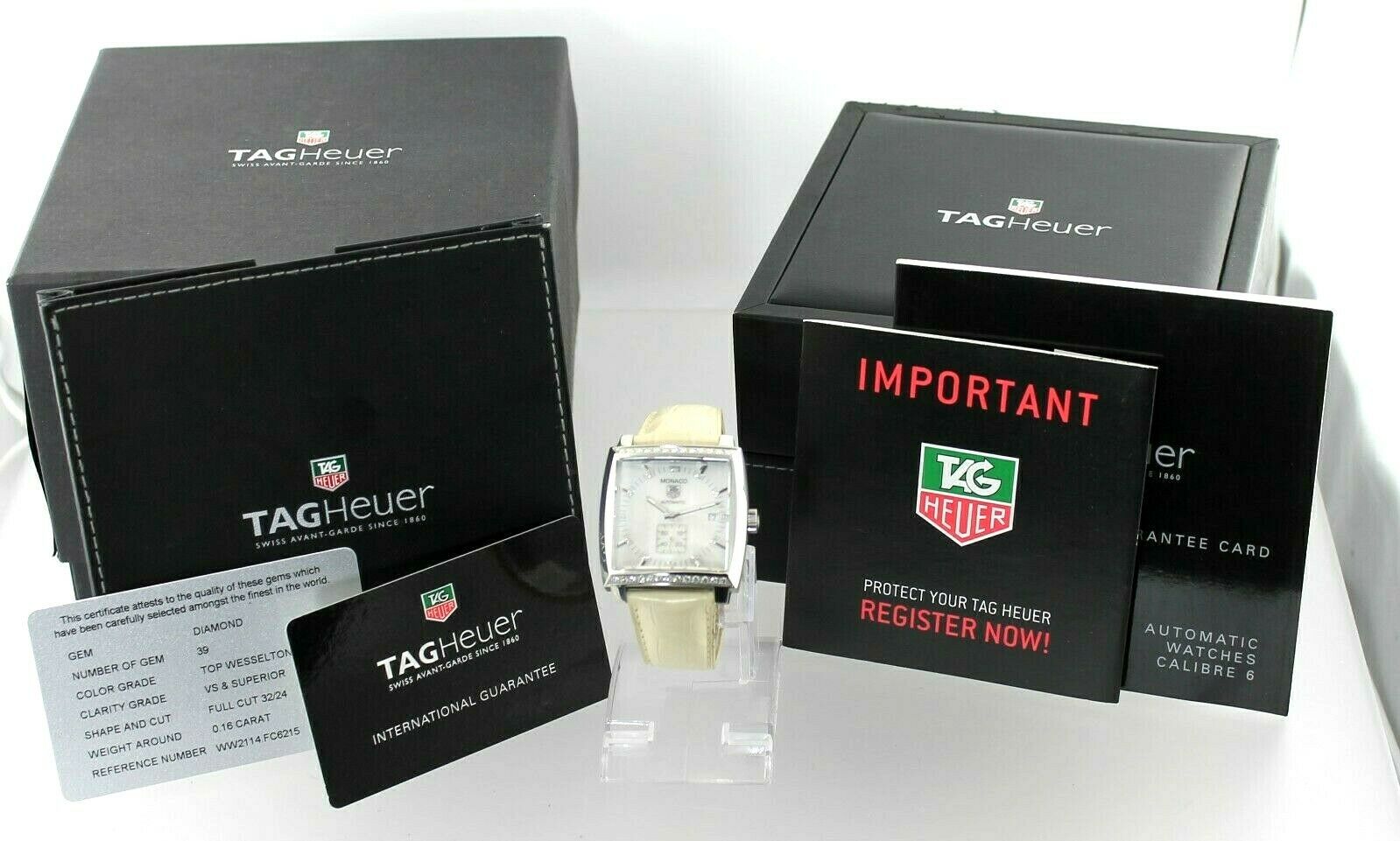 TAG HEUER MONACO WW2114.FC6215 AUTOMATIC CALIBRE 6 PEARL DIAMOND