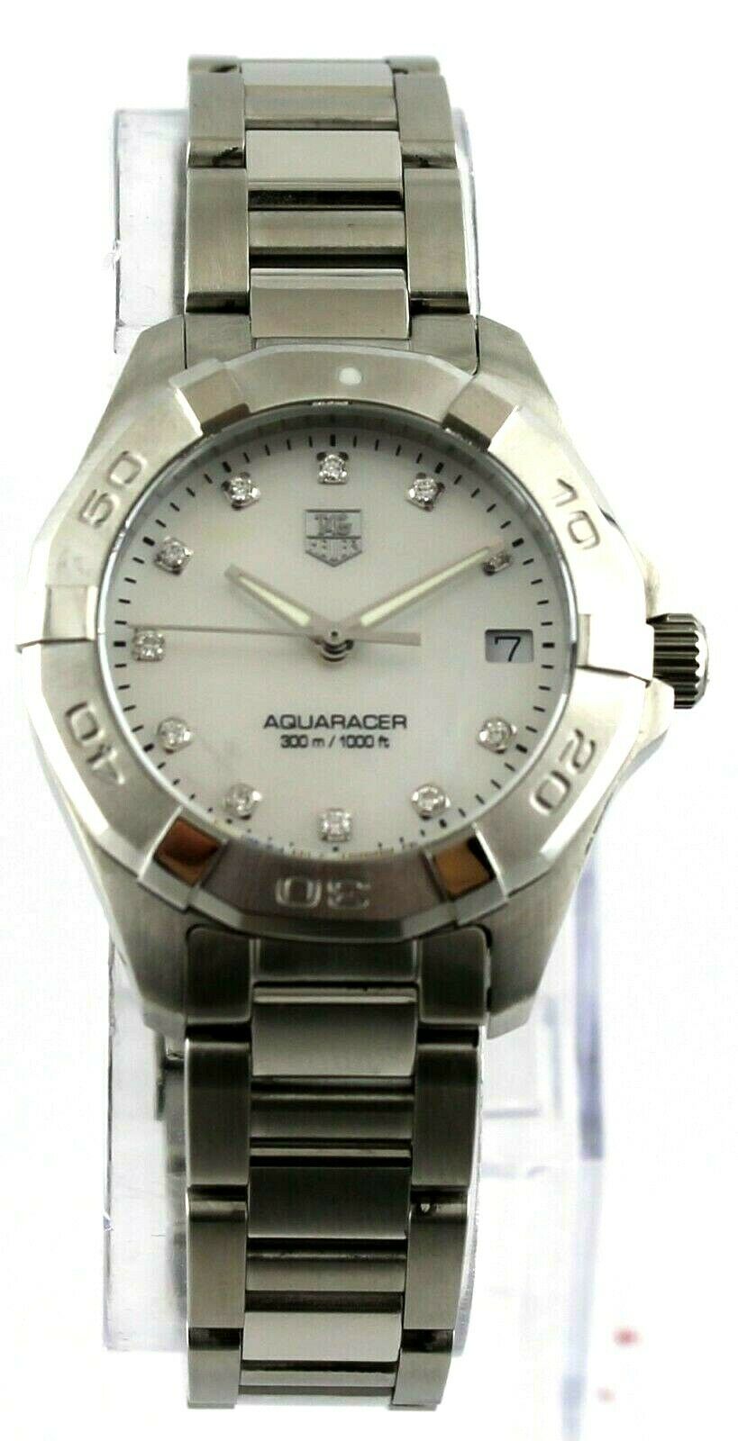 MINT TAG HEUER WOMENS AQUARACER WAY1313.BA0915 SWISS QUARTZ DIAMOND PEARL WATCH
