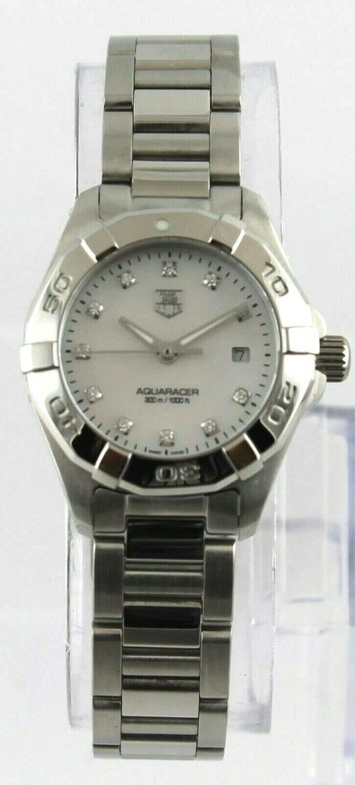 MINT TAG HEUER WOMENS AQUARACER WAY1413.BA0920 SWISS QUARTZ DIAMOND PEARL WATCH