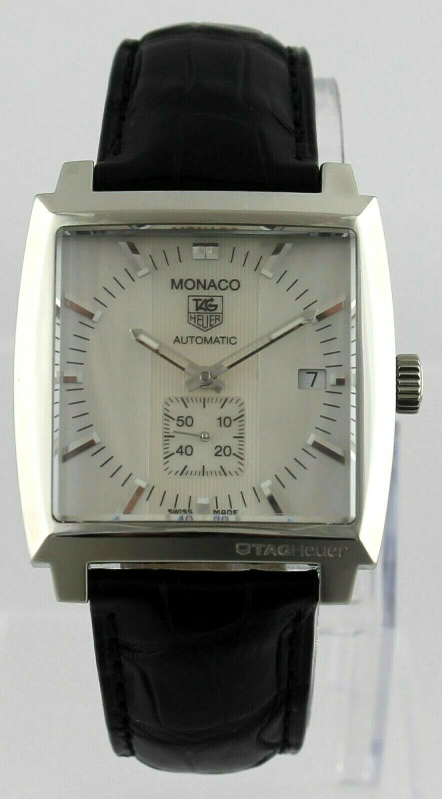 TAG HEUER MONACO WW2112.FC6177 AUTOMATIC CALIBRE 6 SILVER LEATHER MENS WATCH