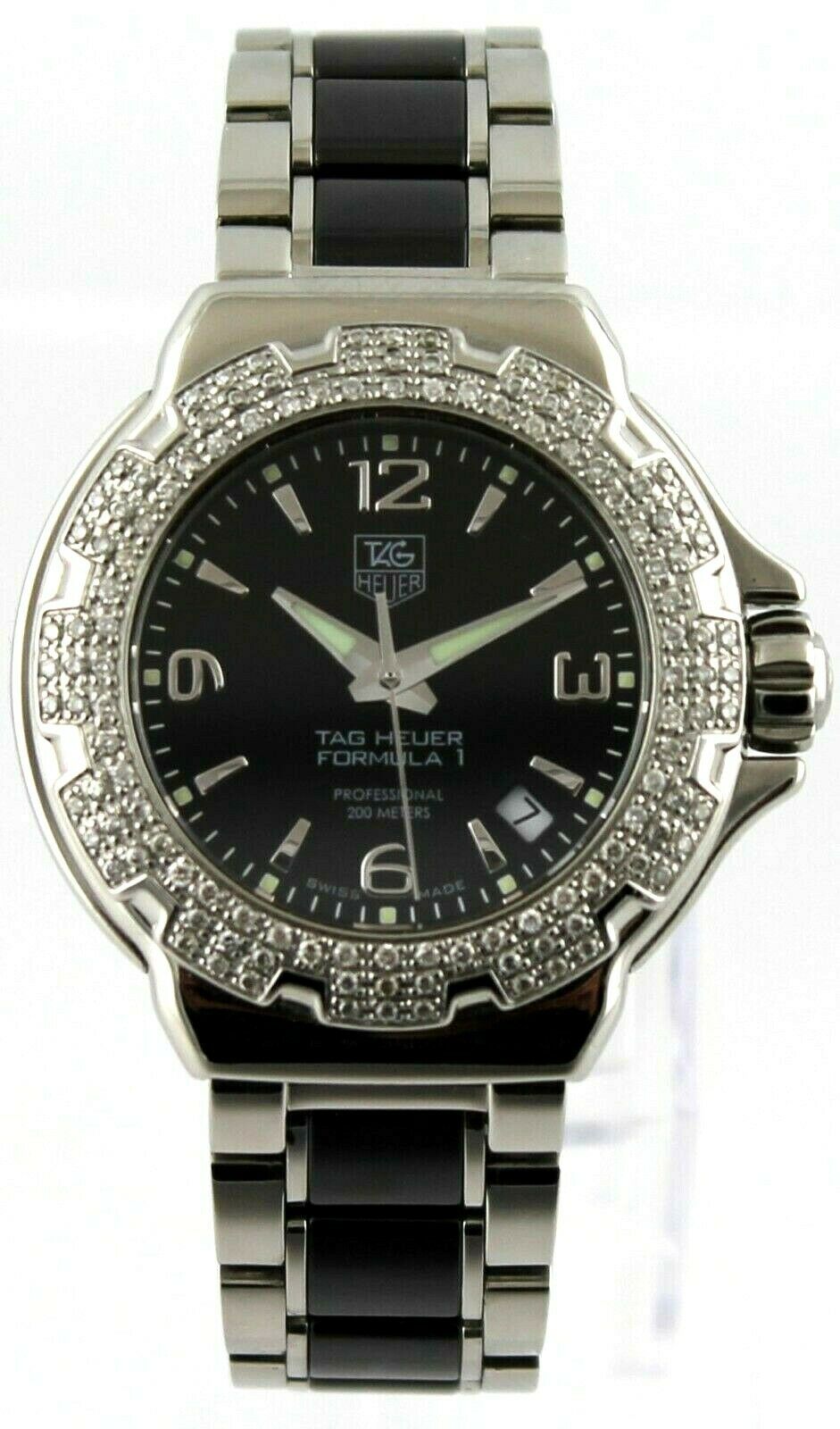 TAG HEUER LADIES FORMULA 1 WAC1214.BA0859 DIAMOND SWISS BLACK CERAMIC WATCH