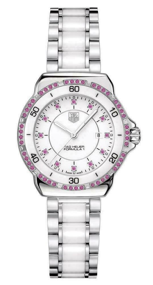 NEW TAG HEUER  FORMULA 1 WAH1319.BA0868 CERAMIC DIAMOND PINK SAPPHIRE LADY WATCH