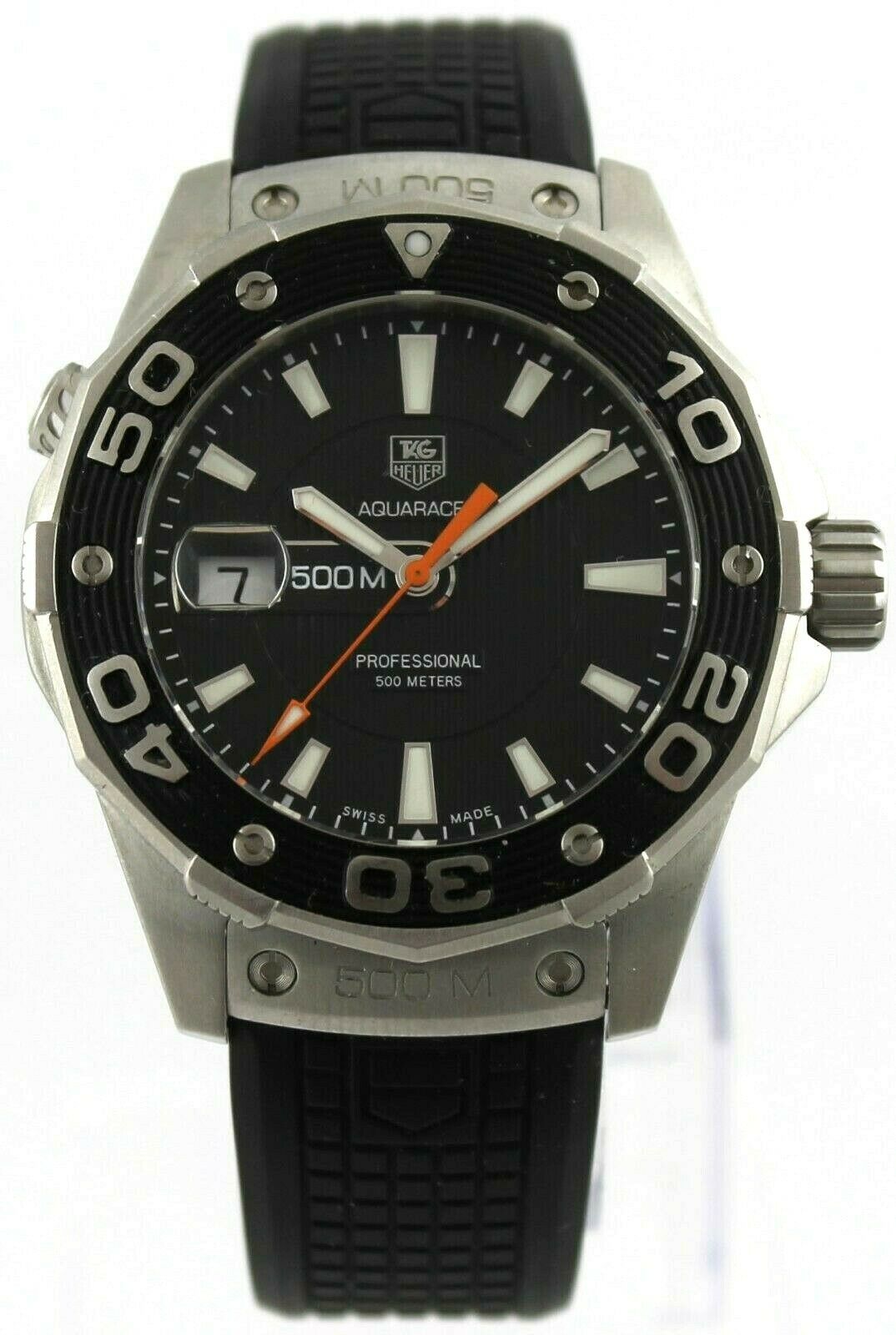 TAG HEUER AQUARACER .FT6015 500M DIVER QUARTZ MENS BLACK RUBBER WATCH