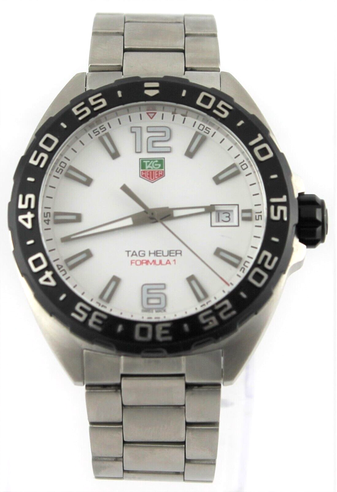TAG HEUER FORMULA 1 WAZ1111.BA0875 DATE QUARTZ GENTS WHITE STEEL SPORTS WATCH