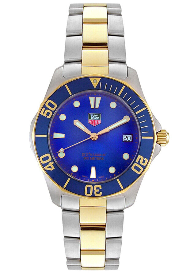 TAG HEUER PROFESSIONAL SWISS QUARTZ GOLD TONE BLUE DIAL WATCH