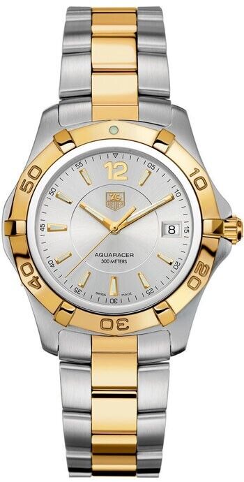 TAG HEUER AQUARACER  SWISS QUARTZ GOLD TONE SILVER LUXURY WATCH