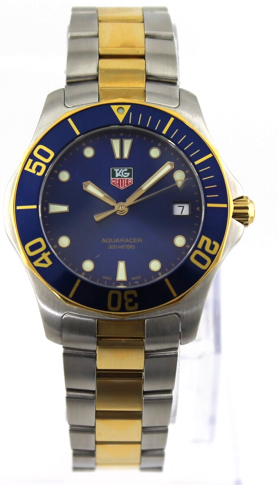 TAG HEUER AQUARACER  SWISS QUARTZ GOLD TONE BLUE DIAL MENS WATCH