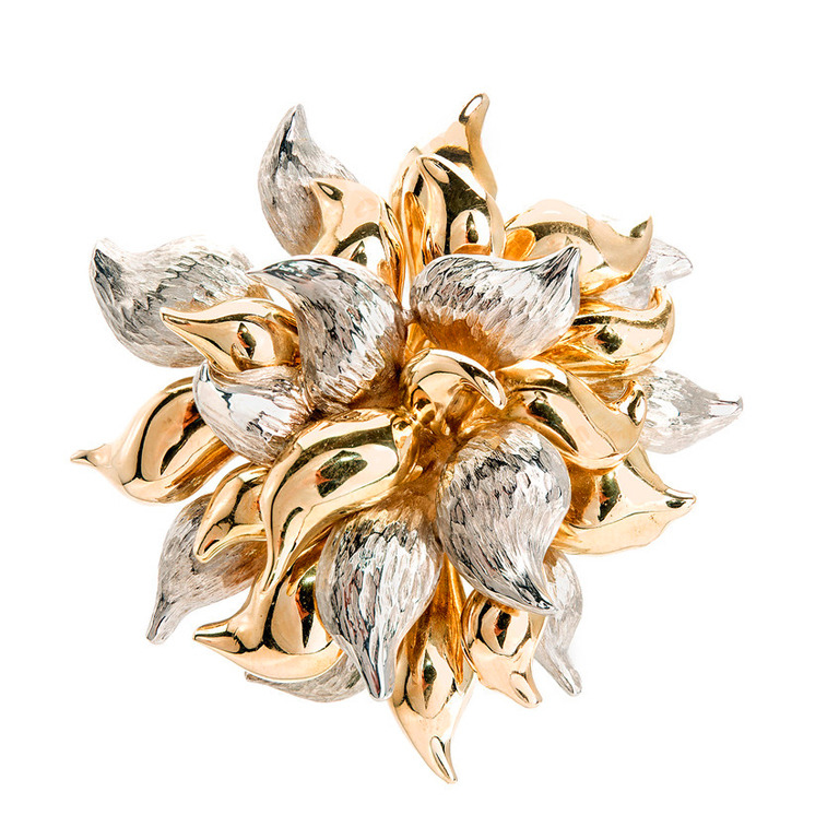 Tiffany  Co. 14K Yellow and White Gold Flower Pin Brooch