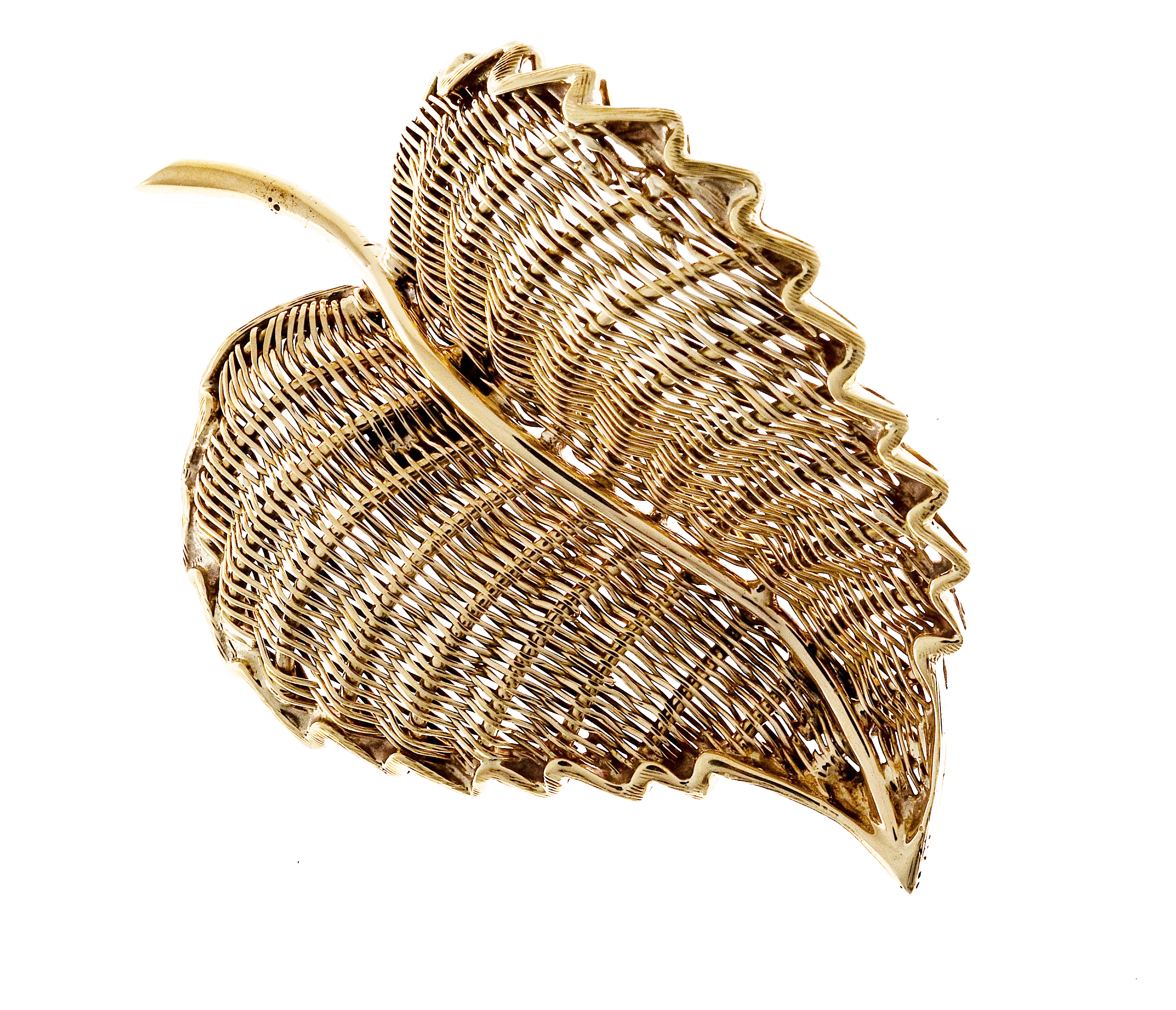 Tiffany  Co. 18K Yellow Gold Wir Leaf Pin Brooch
