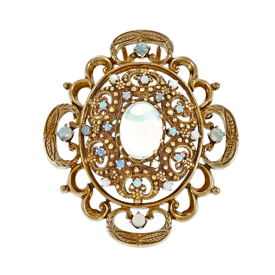 Vintage 14K Yellow Gold Opal Pin Pendant