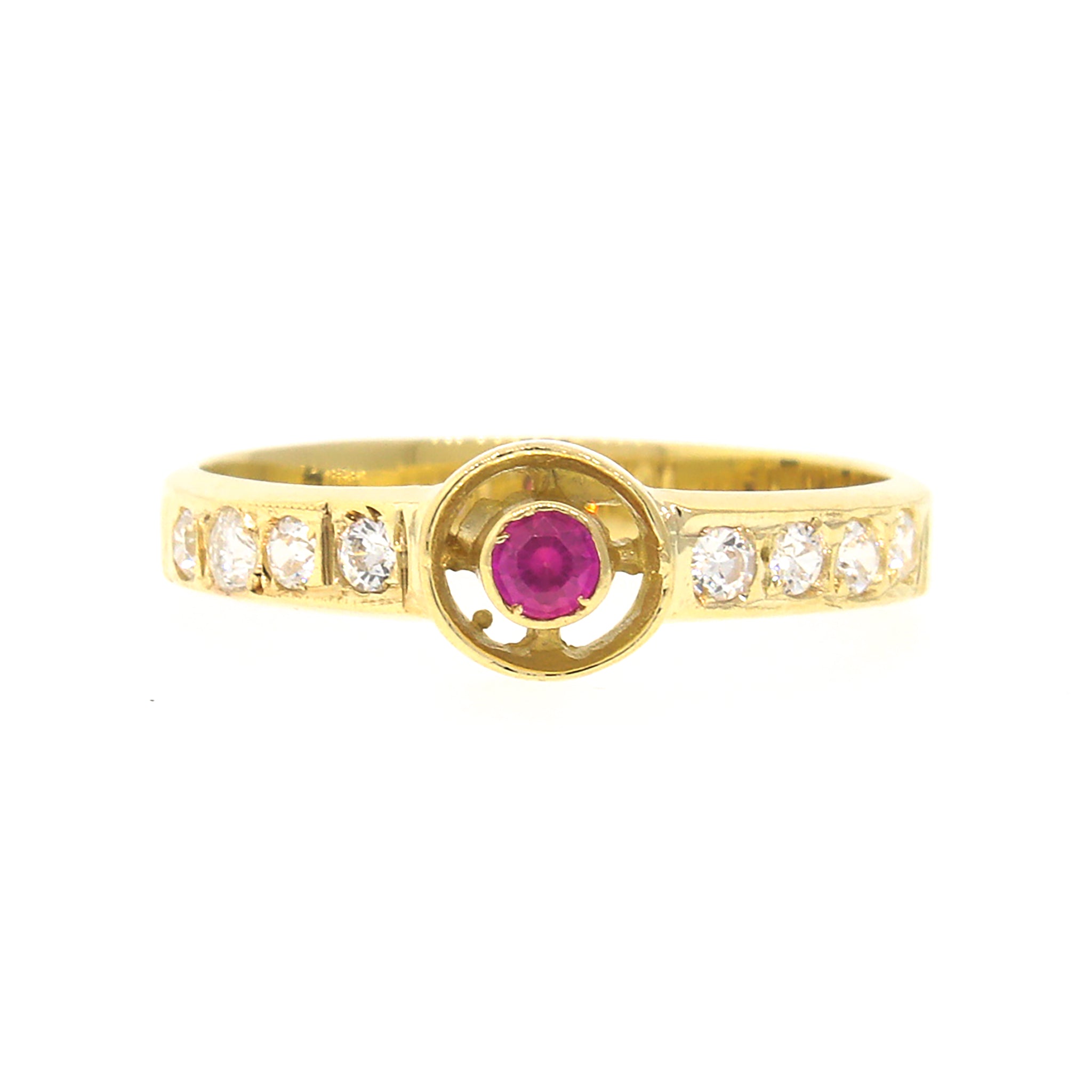 Ruby and Diamond Ring 14k Yellow Gold