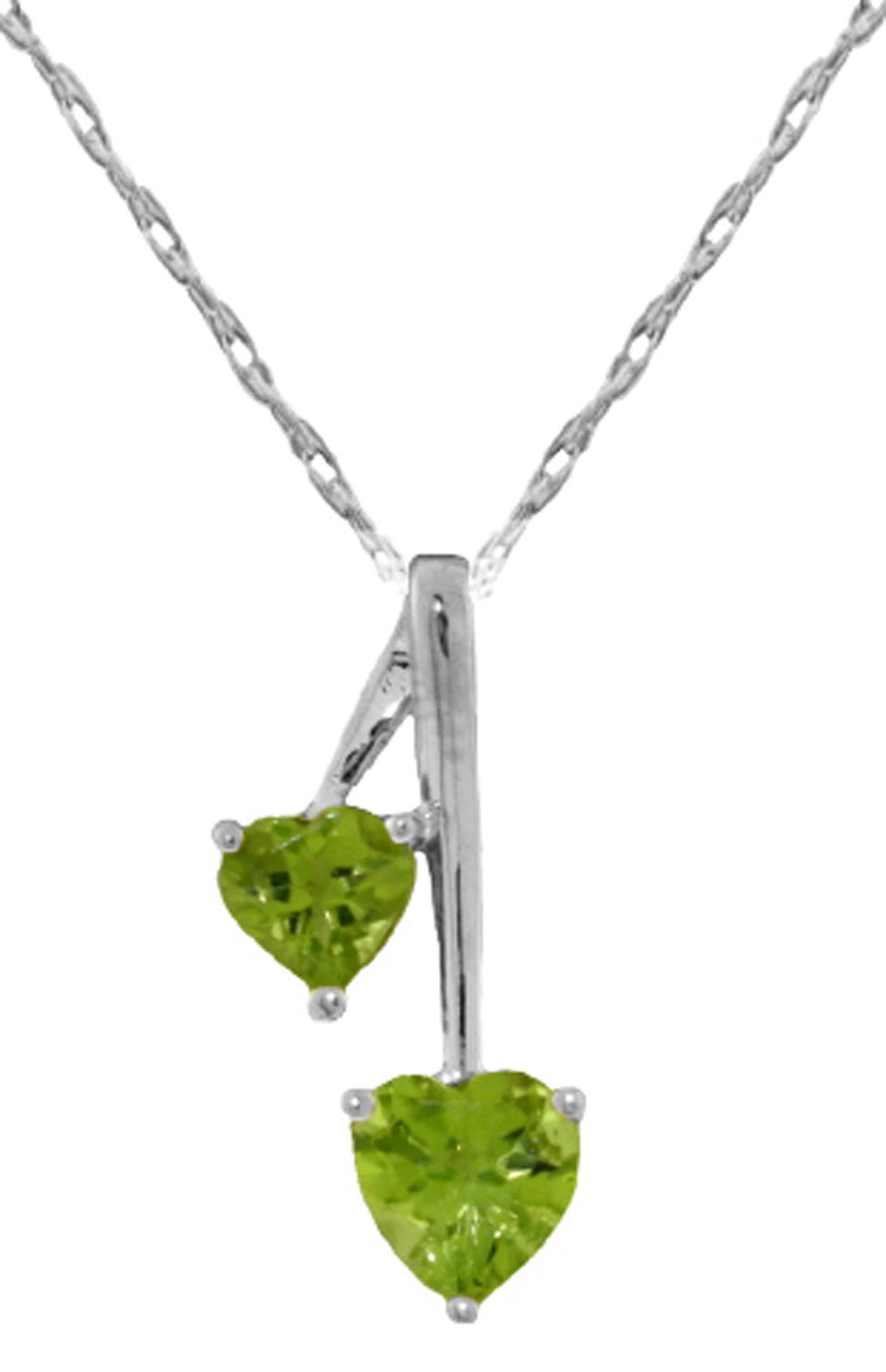 1.4 CTW Silver Hearts Necklace Natural Peridot