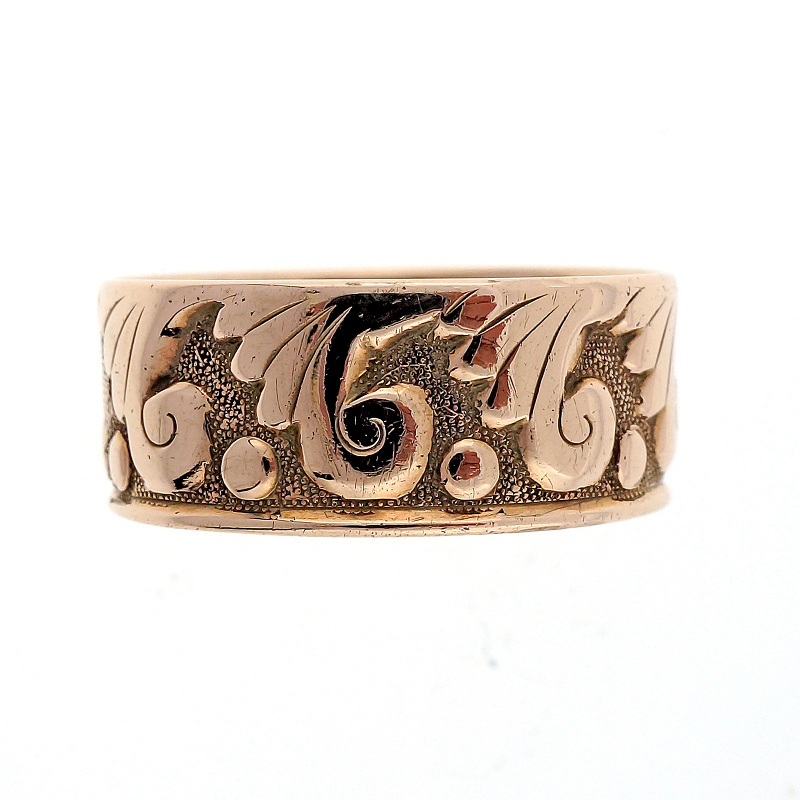 Antique Art Nouveau 14k Pink Gold Wedding Band Ring