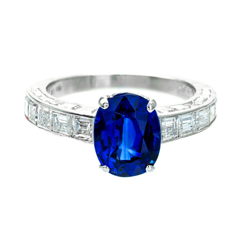 Cartier Platinum Sapphire  Diamond Ring Size 6